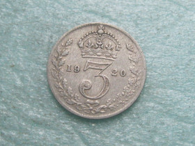 Георг VI (-) Георг VI (-) ^/--/^ Великобритания. 3 пенса 1920 г. Георг V.  Оригинал.   (3). 0.9250 Silver ^_^^^ Велика Британія. 3 пенса 1920 р. Георг V. Срібло 0.500 .Оригінал. (3). 0.9250 Silver - фото фото фото