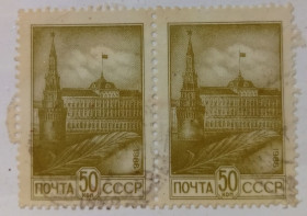 СРСР - СССР - ^/--/^ СССР 1986 Стандарт, башня и Большой дворец, сцепка, гашеная ^_^^^ СРСР 1986 Стандарт, вежа і Великий палац, зчіпка, гашена - фото фото фото