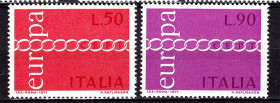 Італія, Ватикан Италия, Ватикан ^/--/^ Италия  1971 г  MNH -  ЕВПРПА СЕПТ / EUROPA  CEPT -желтая флуоресценция ^_^^^ Італія 1971 р MNH - ЄВПРПА СЕПТ / EUROPA CEPT - жовта флуоресценція - фото фото фото