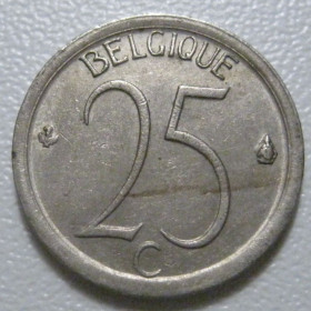 Бельгія Бельгия ^/--/^ Бельгія 25 сантимів 1968 року Belgique 42320 ^_^^^ Бельгия 25 сантимов 1968 года Belgique 42320 - фото фото фото