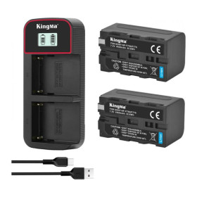 Акумулятори Аккумуляторы ^/--/^ 3-Pack KingMa Sony NP-F /--/ 750 комплект из 2 аккумуляторов и ЗУ на 2 батареи ^_^^^ 3-Pack KingMa Sony NP-F /--/ 750 комплект з 2 акумуляторів і ЗУ на 2 батареї - фото фото фото