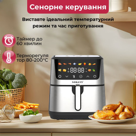 Аерогриль Аэрогриль ^/--/^ Аерофритниця електрична Sokany SK-10066 Електрична фритюрниця без олії з таймером / Аерогриль 9.5 л 2400 Вт ^_^^^ Аэрофритница электрическая Sokany SK-10066 Электрическая фритюрница без масла с таймером / Аэрогриль 9.5 л 2400 Вт - фото фото фото
