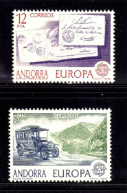 Малі Держави Європи Малые Государства Европы ^/--/^ Андорра  1979 г  MNH  - ЕВРОПА  СЕПТ /  EUROPA  CEPT  - почта , транспорт ^_^^^ Андорра 1979 р MNH - ЄВРОПА СЕПТ / EUROPA CEPT - пошта, транспорт - фото фото фото
