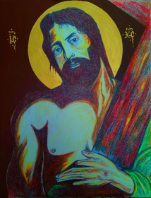 Картини, Гравюри, Живопис та Графіка Картины, Гравюры, Живопись и Графика ^/--/^ Христос-спаситель мира.   (двп цвет. карандаш.) 50*40 /--/ см. ^_^^^ Христос-рятівник світу. (двп цвіт. олівець.) 50*40 /--/ см. - фото фото фото