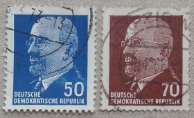НДР, ФРН ГДР, ФРГ ^/--/^ ГДР 1963 г - Вальтер Ульбрихт, гаш ^_^^^ НДР 1963 — Вальтер Ульбріхт, гаш - фото фото фото