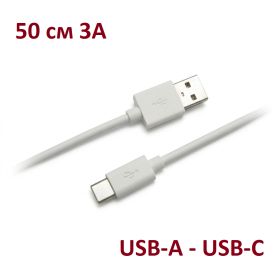 Кабелі Кабели ^/--/^ Кабель USB - Type-C 0.5 м 3 /--/ A шнур для заряджання живлення білий ^_^^^ Кабель USB - Type-C 0.5 м 3 /--/ A шнур для заряжания питания белый - фото фото фото