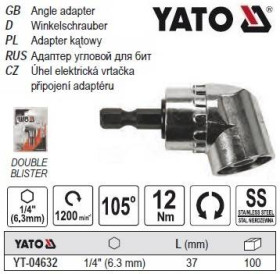 Викрутки Отвертки ^/--/^ Адаптер держатель бит YATO угловой HEX 1/4 37 мм YT-04632 ^_^^^ Адаптер держатель біт YATO Польща кутовий HEX 1/4&amp;quot; 37 мм YT-04632 - фото фото фото