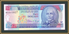 Карибський басейн Карибский бассейн ^/--/^ Барбадос 2 доллара 1995 P-46 UNC ^_^^^ Барбадос 2 долара 1995 P-46 UNC - фото фото фото