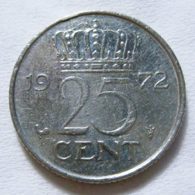 Нідерланди Нидерланды ^/--/^ Нідерланди 25 центів 1972 року #6 /--/ П /--/ 1113 ^_^^^ Нидерланды 25 центов 1972 года #6 /--/ П /--/ 1113 - фото фото фото