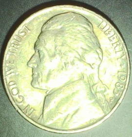 Обігові Обиходные ^/--/^ США 5 центів, 1985 P Джефферсон Нікель [3.27] ^_^^^ США 5 центов, 1985 P Джефферсон Никель [3.27] - фото фото фото