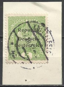 Австрія Австрия ^/--/^ Австрия локал Книттельфельд 1918 надпечатка 1 /--/ м.гаш. ^_^^^ Австрія локал Кніттельфельд 1918 надпечатка 1 /--/ м.гаш. - фото фото фото