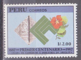 Південна Америка Южная Америка ^/--/^ Перу 1987 AREQUIPA ТОРГОВЛЯ ПРОМЫШЛЕННОСТЬ ЦВЕТОК РАСТЕНИЕ ФЛОРА БОТАНИКА 1 /--/ м** Mi.1358 MNH ^_^^^ Перу 1987 AREQUIPA ТОРГІВЛЯ ПРОМИСЛОВІСТЬ КВІТОК РАСТІННЯ ФЛОРА БОТАНІКА 1 /--/ М** Mi.1358 MNH - фото фото фото