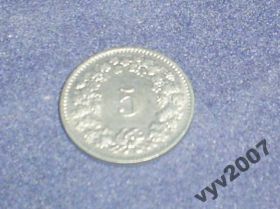 Швейцарія Швейцария ^/--/^ Швейцария-1971 г.-5 раппен ^_^^^ Швейцарія-1971 р.-5 раппен - фото фото фото