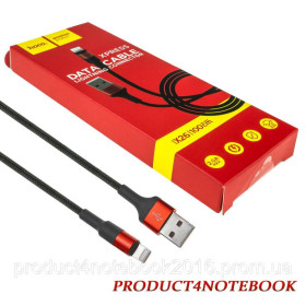Кабелі Кабели ^/--/^ Кабель HOCO X /--/ 26 USB to iP 2 /--/ A, 1 /--/ m, nylon, aluminum connectors, Black+Red - фото фото фото