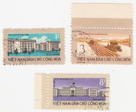 В'єтнам Вьетнам ^/--/^ Северный Вьетнам 1962 г. № 211‑213	 гашеная серия ^_^^^ Північний В'єтнам 1962 р. No 211-213 гашена серія - фото фото фото