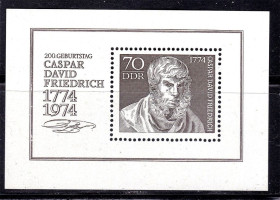 НДР, ФРН ГДР, ФРГ ^/--/^ Германия  ГДР / DDR 1974 г MNH -  блок - художник-романтик Каспар Давид Фридрих ^_^^^ Німеччина НДР / DDR 1974 MNH - блок - художник-романтик Каспар Давид Фрідріх - фото фото фото