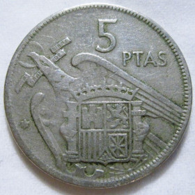 Іспанія Испания ^/--/^ Іспанія 5 песет 1957 року #6 /--/ П /--/ 1877 ^_^^^ Испания 5 песет 1957 года #6 /--/ П /--/ 1877 - фото фото фото