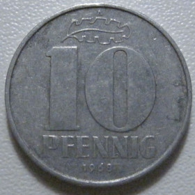 НДР, ФРН ГДР, ФРГ ^/--/^ Німеччина - НДР 10 пфенігів 1968 року 43380 ^_^^^ Германия - ГДР 10 пфеннигов 1968 года 43380 - фото фото фото