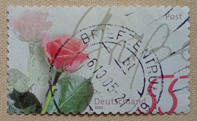 Флора Флора ^/--/^ Германия 2003 г - Поздравительная марка. Роза, гаш ^_^^^ Німеччина 2003 р. - вітальна марка. Роза, гаш - фото фото фото