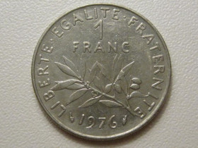 Франція Франция ^/--/^ Франция 1 франк 1976 года 38040 ^_^^^ Франція 1 франк 1976 року 38040 - фото фото фото