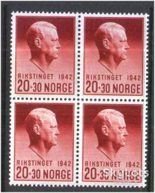 Балтійські країни Балтийские страны ^/--/^ Норвегия 1942 г   MNH -  личности - квартблок ^_^^^ Норвегія 1942 MNH - особи - квартблок - фото фото фото