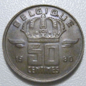 Бельгія Бельгия ^/--/^ Бельгія 50 сантимів 1980 року Belgique 42480 ^_^^^ Бельгия 50 сантимов 1980 года Belgique 42480 - фото фото фото