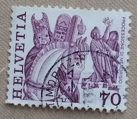 Швейцарія Швейцария ^/--/^ Швейцария 1977 г - Историческая процессия Страстной недели в городе Мендризио, гаш ^_^^^ 1977 — Історична процесія Страсного тижня в місті Мендрізіо, гаш - фото фото фото