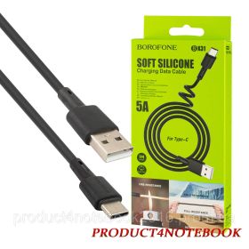 Кабелі Кабели ^/--/^ Кабель BOROFONE BX /--/ 31 USB to Type-C 3 /--/ A, 1 /--/ m, silicone, TPE connectors, Black (6931474710390) - фото фото фото