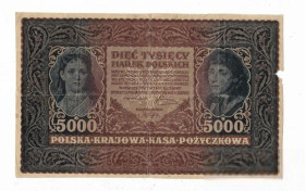Польща Польша ^/--/^ Польша 5000 марок 1919 III серия  две литеры ^_^^^ Польща 5000 марок 1919 ІІІ серія дві літери - фото фото фото