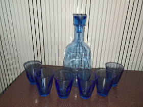 Статуетки, Скульптури, Фігурки, Фарфор Статуэтки, Скульптуры, Фигурки, Фарфор ^/--/^ Графин + 6 /--/ шт стопки кобальт цветное стекло СССР ^_^^^ Графін + 6 /--/ шт стопки кобальт кольорове скло СРСР - фото фото фото