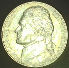 Обігові Обиходные ^/--/^ А 5 центів, 2002 D Джефферсон Нікель [3.38] ^_^^^ А 5 центов, 2002 D Джефферсон Никель [3.38] - фото фото фото