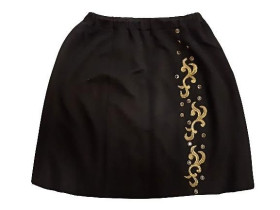 Спідниці Юбки ^/--/^ L-XL Юбка мини, черная трикотажная юбка с декором и заклепками, талия на резинке ^_^^^ Чорна трикотажна міні спідниця з декором і заклепками, талія на гумці Пот 32-50 - фото фото фото