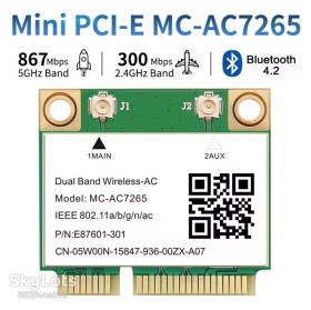 Wi-Fi адаптери Wi-Fi адаптеры ^/--/^ Сетевая карта MC-AC /--/ 7265 Mini PCI-E Wi-fi 802.11 ас  (2.4 ГГц / 5 ГГц) Bluetooth 4.2 беспроводной адаптер модуль для ноутбука и ПК ^_^^^ Мережева карта MC-AC /--/ 7265 Mini PCI-E Wi-fi 802.11 ас (2.4 ГГц / 5 ГГц) Bluetooth 4.2 бездротовий адаптер модуль для ноутбука і ПК - фото фото фото