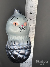 Ялинкові іграшки Ёлочные игрушки ^/--/^ КОТ В КОРЗИНЕ ЛУКОШКЕ 85 мм ёлочное украшене С Новым годом СССР ^_^^^ КОТ У КОРЗІНІ ЛУКОШКЕ 85 мм ялинкове прикрашене З Новим роком СРСР - фото фото фото