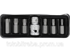 Викрутки Отвертки ^/--/^ Біти TORX SECURITY насадка викрутки 1/2 Т /--/ 25-Т /--/ 55 набір 7 штук YATO YT-0416 ^_^^^ Биты TORX SECURITY насадка отвертки 1/2 Т /--/ 25-Т /--/ 55 набор 7 штук YATO YT-0416 - фото фото фото