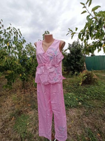 Піжами Пижамы ^/--/^ Приємна літня піжамка: блуза, штани.. вишивка, р. 16 ^_^^^ Приятная летняя пижамка: блуза, штаны.. вышивка, р. 16 - фото фото фото