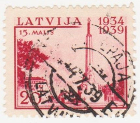 Балтійські країни Балтийские страны ^/--/^ Латвия 1939 г № 226 гашеная ^_^^^ Латвія 1939 р. No 226 гашена - фото фото фото