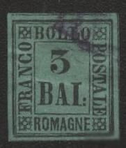 Італія, Ватикан Италия, Ватикан ^/--/^ Италия  ( Романья ) 1859 г. № 4 гашеная ^_^^^ Італія (Романья) 1859 р. No 4 гашена - фото фото фото