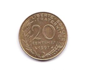 Європа Европа ^/--/^ Франция 1997 г - 20 сантимов  -  2 скана ^_^^^ Франція 1997 р - 20 сантимів - 2 скана - фото фото фото