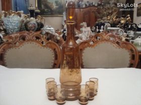 Кухонне начиння, посуд, столове срібло Кухонная утварь, посуда, столовое серебро ^/--/^ Набор Богемия Чехословакия Высокий ГРАФИН Стопки 6 шт №592 ^_^^^ Набір Богемія Чехословаччина Високий ГРАФІН Стопки 6 шт No /--/ 592 - фото фото фото
