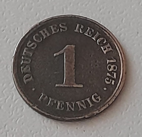 Німецька імперія (-) Германская империя (-) ^/--/^ 1 пфеннинг 1875 Германия ^_^^^ 1 пфеннінг 1875 Німеччина - фото фото фото