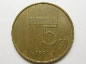 Нідерланди Нидерланды ^/--/^ Нидерланды 5 центов 1991 года 38600 ^_^^^ Нідерланди 5 центів 1991 року 38600 - фото фото фото