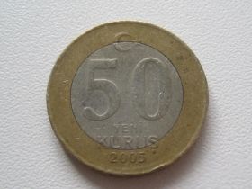Туреччина Турция ^/--/^ Турция 50 новых куруш 2005 года 27367 ^_^^^ Туреччина 50 нових куруш 2005 року 27367 - фото фото фото