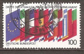НДР, ФРН ГДР, ФРГ ^/--/^ ФРГ 1989 Sc.1572 Mi.1416 used Третьи выборы в европарламент ^_^^^ ФРН 1989 Sc.1572 Mi.1416 used Треті вибори в європарламент - фото фото фото