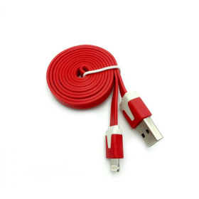 Кабелі Кабели ^/--/^ Дата кабель FLAT iPhone 5 1 /--/ m Red   (тех. упаковка) ^_^^^ Дата кабель FLAT iPhone 5 1 /--/ m Red (тих. упаковка) - фото фото фото