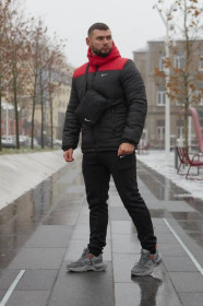 Куртки Куртки ^/--/^ Комплект мужской Nike: куртка зимняя &amp;quot;Frost&amp;quot; красно-черная + брюки из трехнитки утепленные - фото фото фото