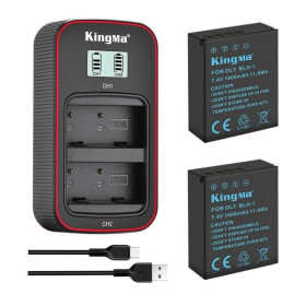 Акумулятори Аккумуляторы ^/--/^ 3-Pack KingMa Olympus BLH-1 комплект из 2 аккумуляторов и ЗУ на 2 батареи ^_^^^ 3-Pack KingMa Olympus BLH-1 комплект з 2 акумуляторів і ЗУ на 2 батареї - фото фото фото
