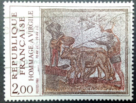 Франція Франция ^/--/^ Франция 1981 2000 лет со дня смерти Виргилия, гашеная  (КЦ=1 евро) ^_^^^ Франція 1981 2000 років з дня смерті Вірджилія, гашена (КЦ = 1 євро) - фото фото фото