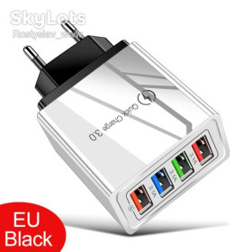 Зарядні пристрої Зарядные устройства ^/--/^ USB адаптер блок швидкий зарядний пристрій на 4 USB порти чорно-білий ^_^^^ USB адаптер блок быстрое зарядное устройство на 4 USB порты черно-белый - фото фото фото