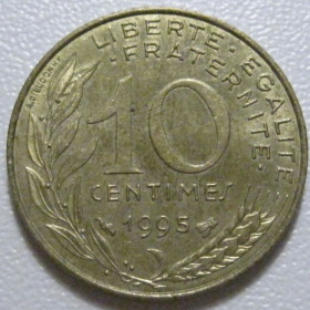 Франція Франция ^/--/^ Франція 10 сантимів 1995 року 43559 ^_^^^ Франция 10 сантимов 1995 года 43559 - фото фото фото